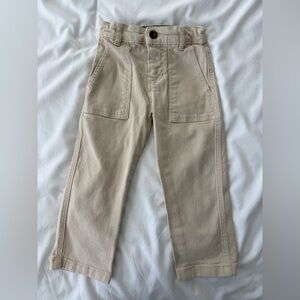 Boden khaki beige tan straight leg pants green stitching size 3Y